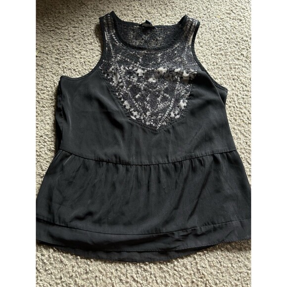American Eagle Outfitters Tops - American Eagle Outfitters Black Cami / Lace Details, Elastic Waist, Size MEDIUM